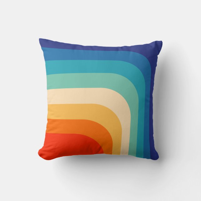 Retro 70s Color Bars Throw Pillow (Front)