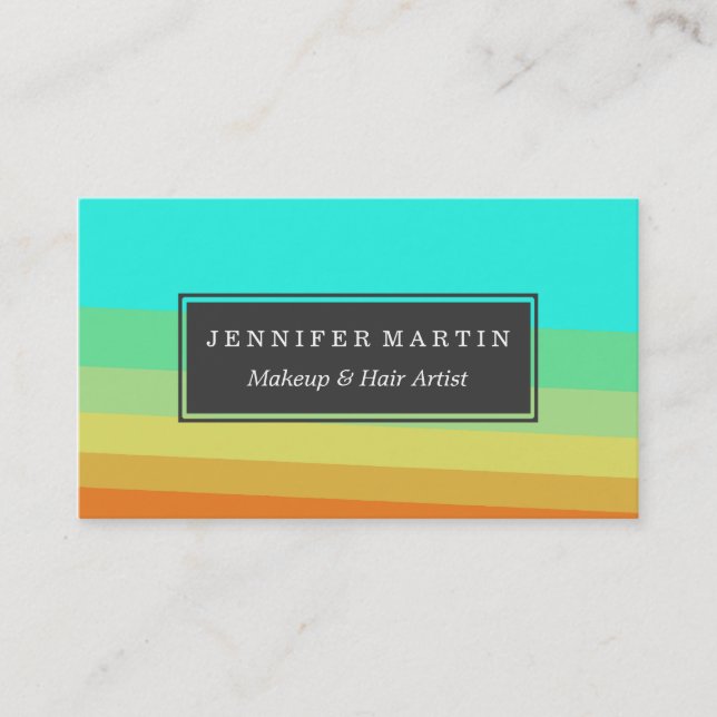 Retro 70's Color Block Gradient Business Card (Front)