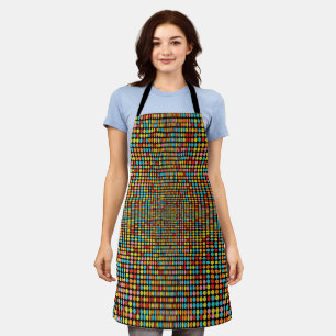Retro 70s Colorful Op Art Circles All Over Apron