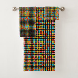 Retro 70s Colorful Op Art Circles Bath Towel Set
