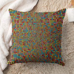 Retro 70s Colorful Op Art Circles Throw Pillow