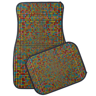 Retro 70s Colorful Op Art Dots Car Floor Mats
