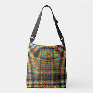 Retro 70s Colorful Op Art Dots Crossbody Bag