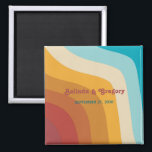 Retro 70's Colorful Rainbow Waves Wedding Favor Magnet<br><div class="desc">A beautiful 70's inspired colorful retro rainbow abstract waves design. A minimalist wedding favor with groovy patterns and retro color palette. Matching wedding invitations and other stationery items are also available.</div>