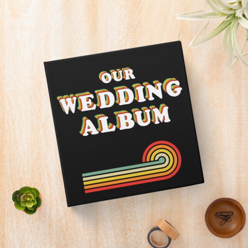 Retro 70s Colors Nostalgia Wedding Photo Album 3 Ring Binder