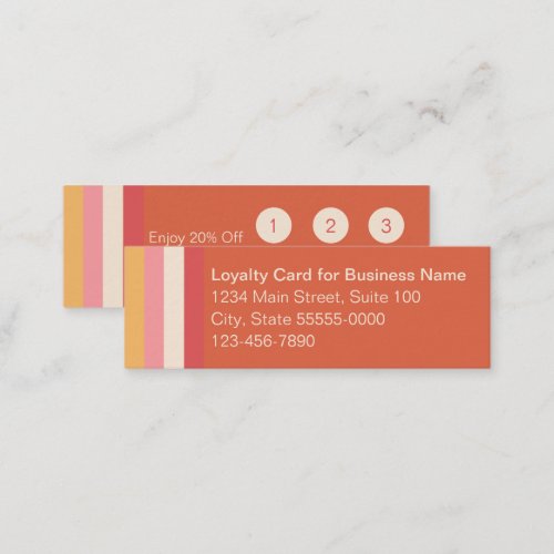 Retro 70s Colors Orange Pink Gold Stripes Loyalty Card