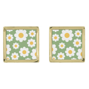 Retro 70s Daisy Dreams Gradient Floral Cufflinks