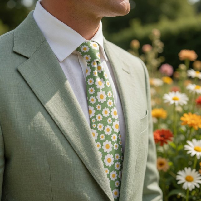 Retro 70s Daisy Dreams Gradient Floral Neck Tie (Creator Uploaded)