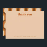 Retro 70s Design Brown Personalized Wedding Names Thank You Card<br><div class="desc">Groovy Retro 70s Pattern Design in Brown and Sand Wedding Personalized Flat Thank You Card</div>