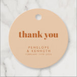 Retro 70s Design Brown Wedding Custom Thank You  Favor Tags<br><div class="desc">Groovy Retro 70s Pattern Design in Brown and Sand Wedding Personalized Thank You Favor Tags</div>