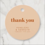 Retro 70s Design Brown Wedding Custom Thank You  Favor Tags<br><div class="desc">Groovy Retro 70s Pattern Design in Brown and Sand Wedding Personalized Thank You Favor Tags</div>