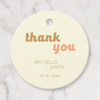 Retro 70s Design Cream Wedding Custom Thank You Favor Tags