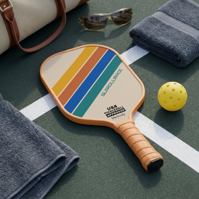 Retro 70s Diagonal Stripes Custom Pickleball Paddle (Creator Uploaded)