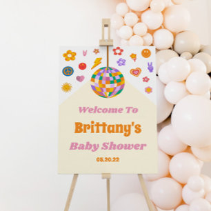 Retro 70's Disco Ball Baby Shower Welcome Sign