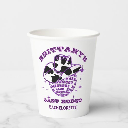 Retro 70s Disco Ball Cowgirl Bachelorette Party Paper Cups