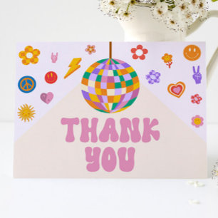 Retro 70's Disco Ball Groovy Baby Baby Shower Letterpress Thank You Card