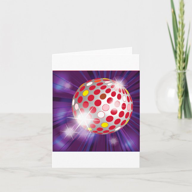 Retro 70s Disco Ball Vibrant Red Card (Creator Uploaded)