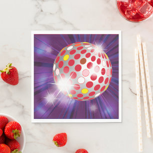 Retro 70s Disco Ball Vibrant Red Napkins