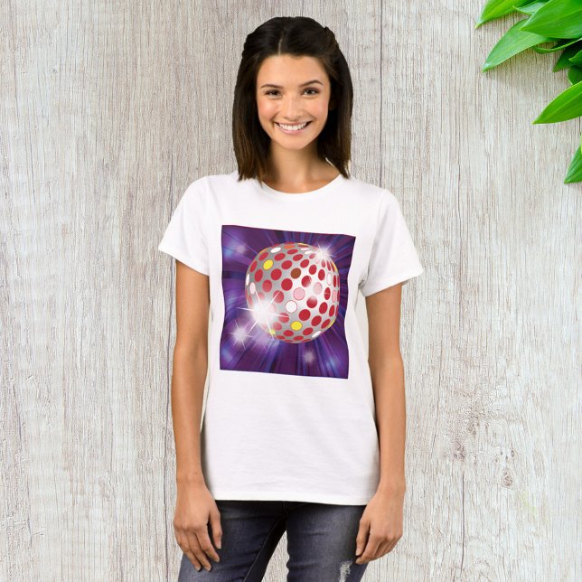 Retro 70s Disco Ball Vibrant Red T-Shirt (Creator Uploaded)
