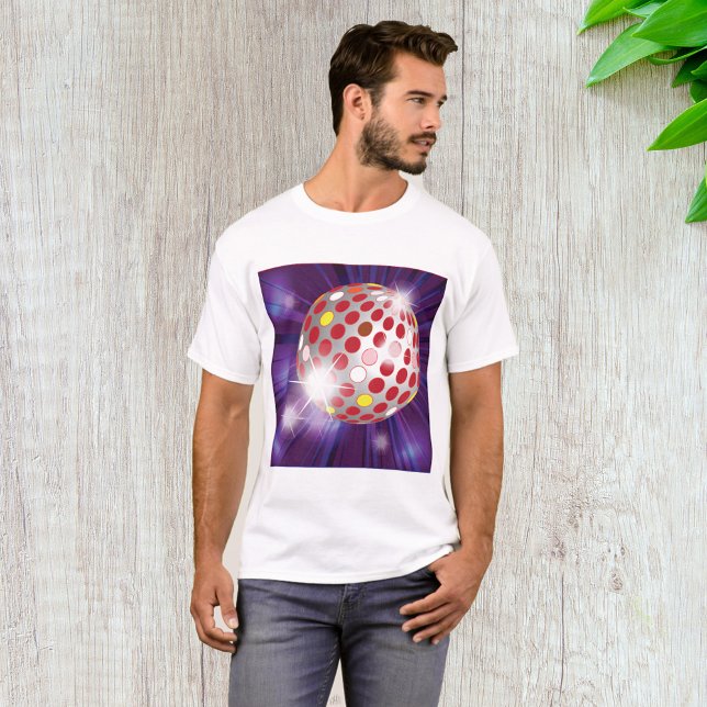 Retro 70s Disco Ball Vibrant Red T-Shirt (Creator Uploaded)