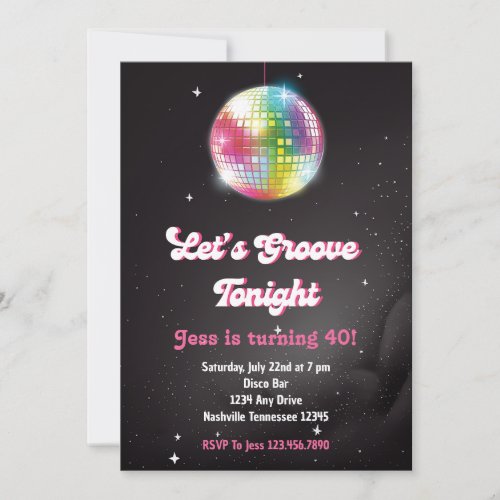 Retro 70s Disco Dance Party  Invitation