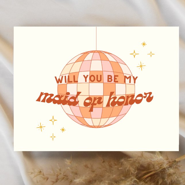 Retro 70s Disco Maid of Honor Proposal Card (Creator Uploaded)