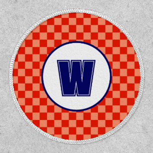 Retro 70s Duo Orange Checkered Custom Letter Patch