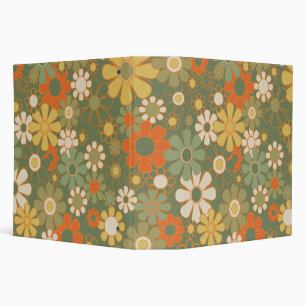 Retro 70s Floral Boho Pattern 3 Ring Binder