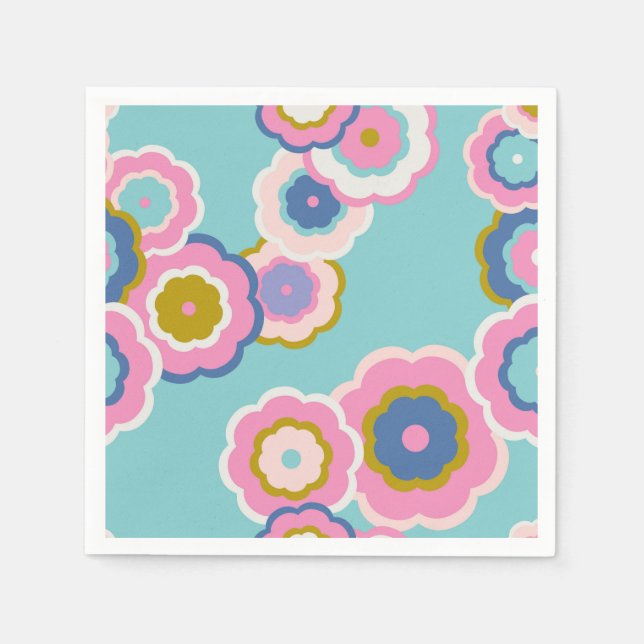 Retro 70s Floral Boho Pattern Napkins (Front)