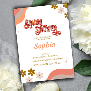 retro 70S floral BRIDAL SHOWER Invitation