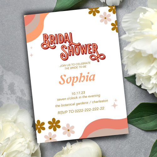 retro  70S floral  BRIDAL SHOWER  Invitation