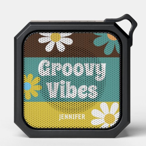 Retro 70s Floral Daisy Flowers Personalized Bluetooth Speaker