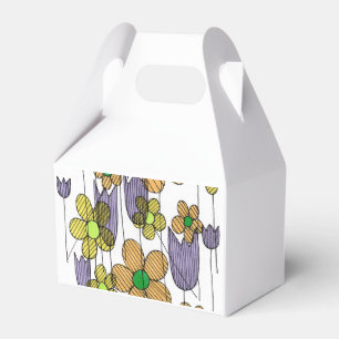 Retro 70s Floral Doodle Pattern Paper Favor Box
