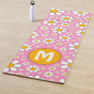 Retro 70s Floral Monogram Yoga Mat