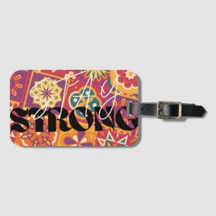Retro 70s Floral Patchwork Stay StrongEmbrace vib Luggage Tag