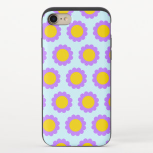 Retro 70s Floral Pattern in Blue Purple and Yellow iPhone 8/7 Slider Case