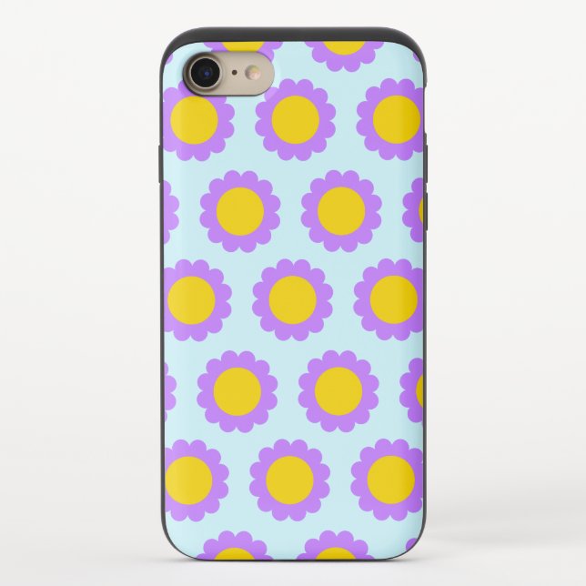 Retro 70s Floral Pattern in Blue Purple and Yellow Uncommon iPhone Case (Back)