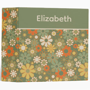 Retro 70s Floral Personalized 3 Ring Binder