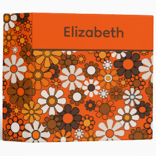 Retro 70s Floral Personalized 3 Ring Binder