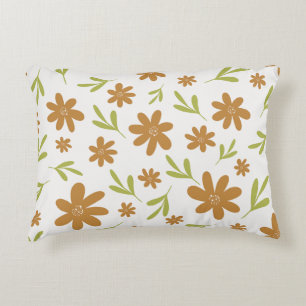 Retro 70s Flower - Boho Fall Decor Accent Pillow