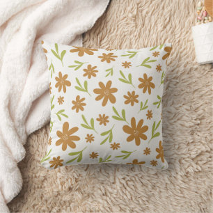 Retro 70s Flower - Boho Fall Decor Throw Pillow