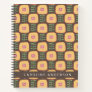 Retro 70s Flower Pattern in Brown Personalized Notebook