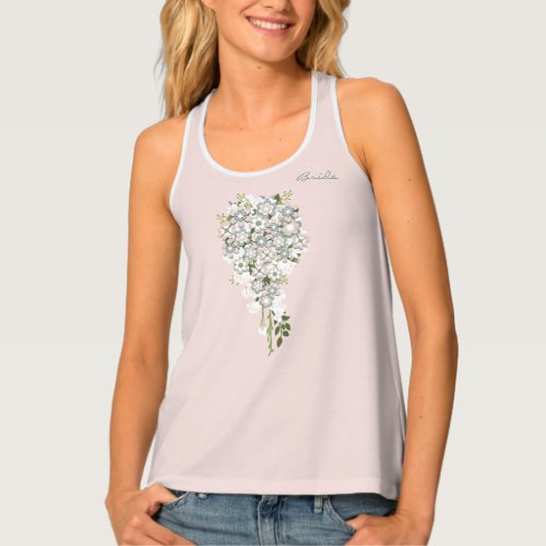 Retro 70s Flower Power Green_White Bride Bouquet  Tank Top