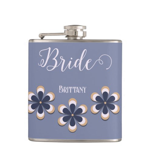 Retro 70s Flower Power in Todays Colors Bride  Flask