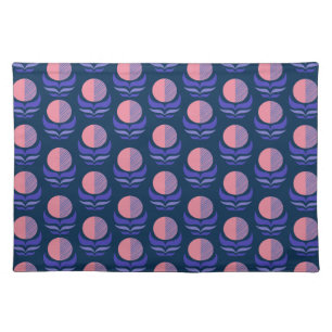 Retro 70s flowers abstract pattern Cloth Placemat