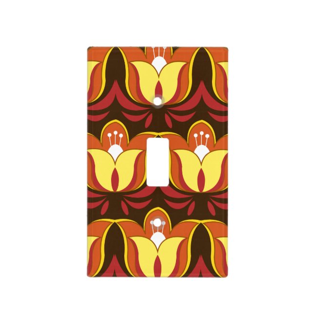 Retro 70s Flowers Light Switch Cover (Front)