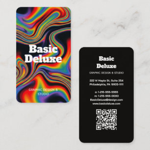Retro 70s Fluid Rainbow Marble Abstract Aesthetic Business Card