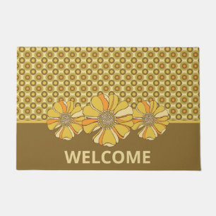 Retro 70s Geometric Floral Doormat