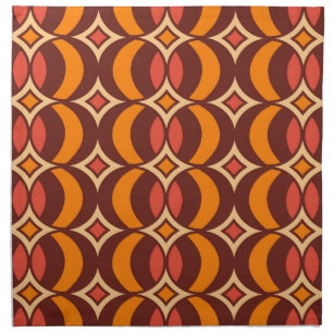 Retro 70s Geometric Globe Pattern Autumn Cloth Napkin