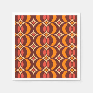 Retro 70s Geometric Globe Pattern Autumn Napkins